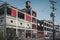 Detroit, Michigan, United States - October 2018: Outside view of the abandoned Packard Automotive Plant with water tower