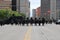 Detroit mounted police and riot police at a protest