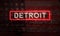 Detroit Neon Sign On Brick American Flag