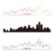 Detroit skyline linear style with rainbow