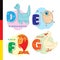 Deutsch alphabet. Dinosaur, egg, fish, goose. Vector letters and characters