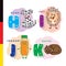 Deutsch alphabet. Dog, hedgehog, yogurt, cat. Vector letters and characters