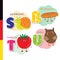 Deutsch alphabet. Snail, white bread, tomato, owl. Vector letters and characters