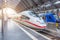 Deutsche Bahn ICE 3 train stopping at platform Hauptbahnhof Central Station. Germany, Frankfurt am Main. 14 December 2019