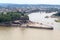 Deutsches Eck German Corner between Rhine and Moselle river with Emperor William monument statue in Koblenz, Germany