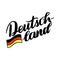 Deutschland hand drawn lettering with flag. Vector lettering illustration isolated on white. Template for Traditional