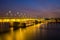 Deutzer bridge at cologne city at sunset