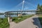 Deux Rives footbridge for pedestrians and cyclists between France and Germany.