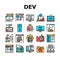 Dev Code Occupation Collection Icons Set Vector