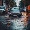 Devastating Flooded Cars in the City, Motor Vehicle Insurance Claims Amid Heavy Rain, generative Ai