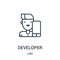 developer icon vector from jobs collection. Thin line developer outline icon vector illustration. Linear symbol