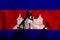 Developing Flag of Cambodia. Silhouette of drilling rigs and oil rigs on a flag background. Oil and gas industry. The concept of