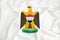 A developing white flag with the coat of arms of Iraq. Country symbol. Illustration. Original and simple coat of arms in official