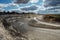 Development of chalk pit. Aerial view of quarry