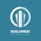 Development concept business logo design. Banking finance creative sign. Invest symbol. Bank icon. Corporate identity.