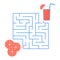 A development game for children is a maze. Citrus themes. Find the way from the grapefruit lobules to the glass with juice