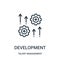 development icon vector from talent management collection. Thin line development outline icon vector illustration