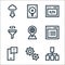 Development line icons. linear set. quality vector line set such as connection, gears, smartphone, listing, world, code, code, pc