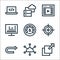 development line icons. linear set. quality vector line set such as layers, cloud network, u turn, target, optimization, analytics