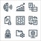 development line icons. linear set. quality vector line set such as monitor, folder, lock, flies, information, document, database