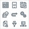 development line icons. linear set. quality vector line set such as server, code, document, gears, u turn, data storage, flies,