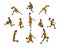 Development of movements. Collage made of images of professional basketball player with ball in motion, action isolated
