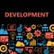 Development poster with icons set