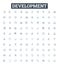 Development vector line icons set. Growth, Improvement, Expansion, Advancement, Proliferation, Progression, Enhancements