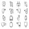 Device charger icons set outline vector. Mobile usb cable