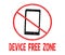 Device free zone sign, digital detox