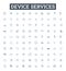 Device services vector line icons set. Device, Services, Repair, Network, Computer, Maintenance, Diagnostics