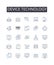 Device technology line icons collection. Communication nerk, Information technology, Surveillance system, Electronic