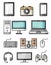 Devices and gadgets colorful flat style vector icons