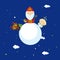 Devil angel saint nicolas on snowy earth globe - vector