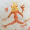 Devil with big claws, a medieval mural