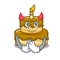 Devil birthday cake mascot cartoon