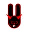 Devil bunny. Angry hare. Crazy Rabbit. Mad animal. Vector illustration