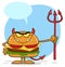 Devil Burger Cartoon Character Holding A Trident