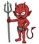 Devil cartoon holding a trident