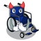 Devil cartoon wheelchair in a hospital room