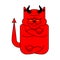 Devil Cat Grumpy isolated. Angry red demon pet. Vector illustration