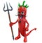 Devil Chili Pepper Holding a Pitchfork