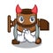 Devil concrete mixer mascot cartoon