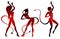 Devil dancing girls silhouettes set