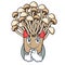 Devil enoki mushroom mascot cartoon