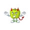 Devil granny smith green apple cartoon mascot