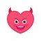 Devil heart shaped funny emoticon icon