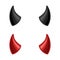 Devil horns isolated on white background, Red and black devil demon satan horn icon. Monster symbol. Vector illustration