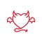 Devil Love with demon wing, horn and tail Icon. Simple Heart Illustration Line Style Logo Template Design