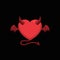 Devil love with demon wing vector illustration. Heart symbol with horn and tail icon. simple graphic for evil relationship concept